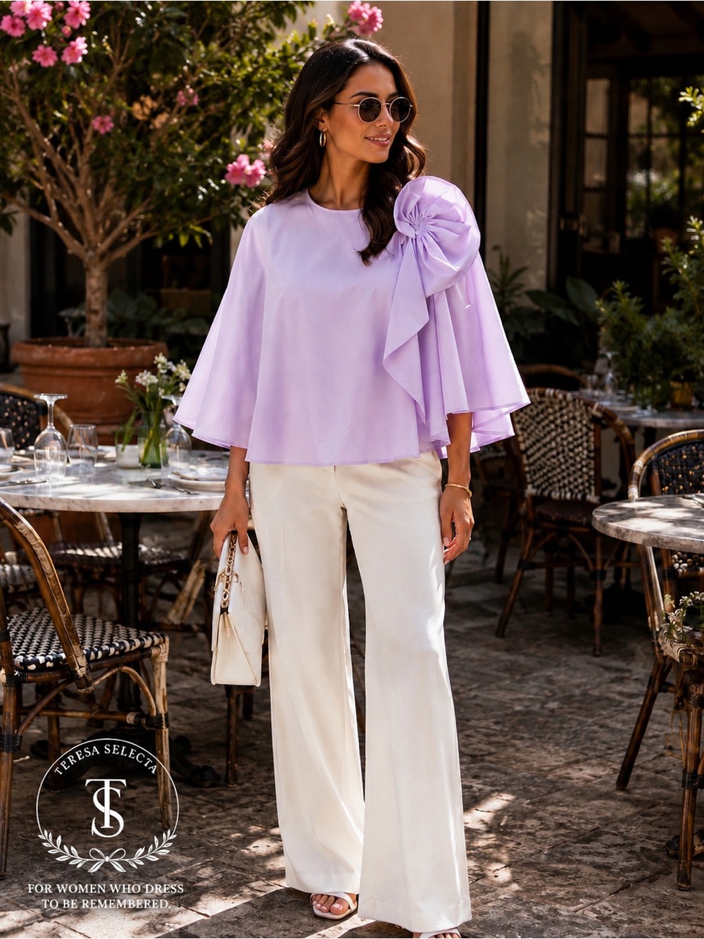 NWT Psophia Cotton Poplin Cape Blouse Small NWT Lavender Designer Spain
